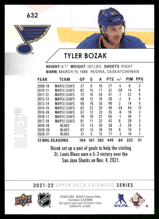 2021-22 Upper Deck #632 Tyler Bozak