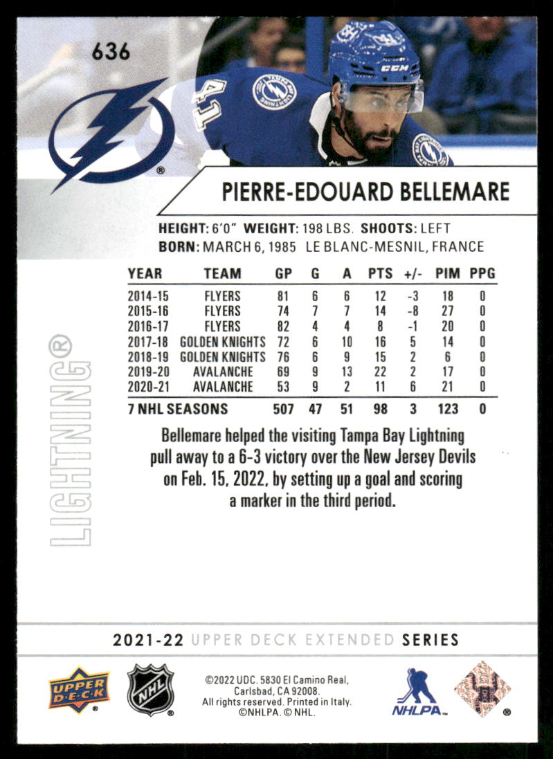 2021-22 Upper Deck #636 Pierre-Edouard Bellemare