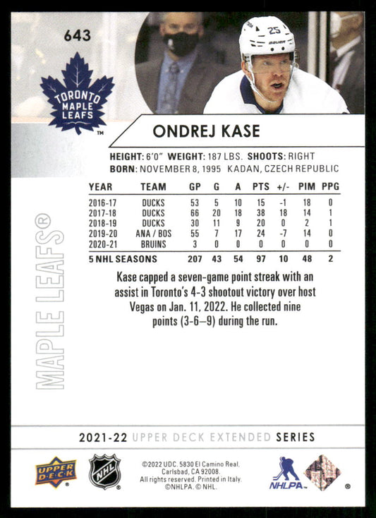 2021-22 Upper Deck #643 Ondrej Kase