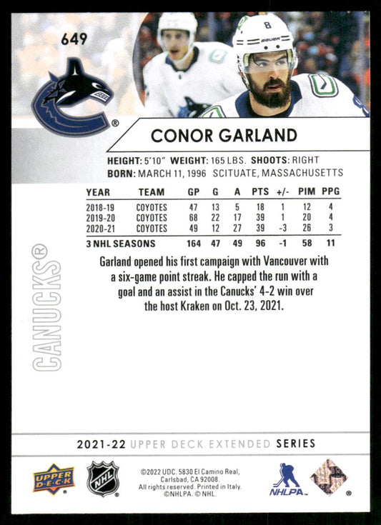 2021-22 Upper Deck #649 Conor Garland