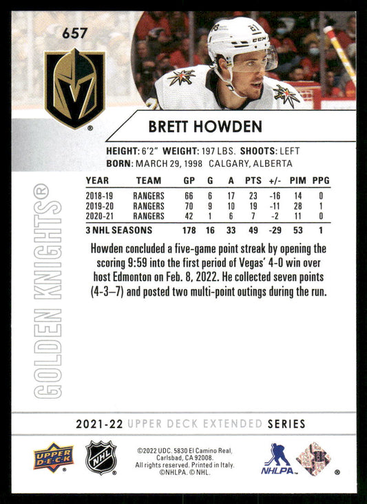 2021-22 Upper Deck #657 Brett Howden