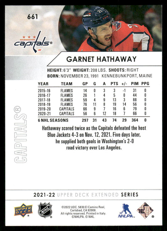 2021-22 Upper Deck #661 Garnet Hathaway