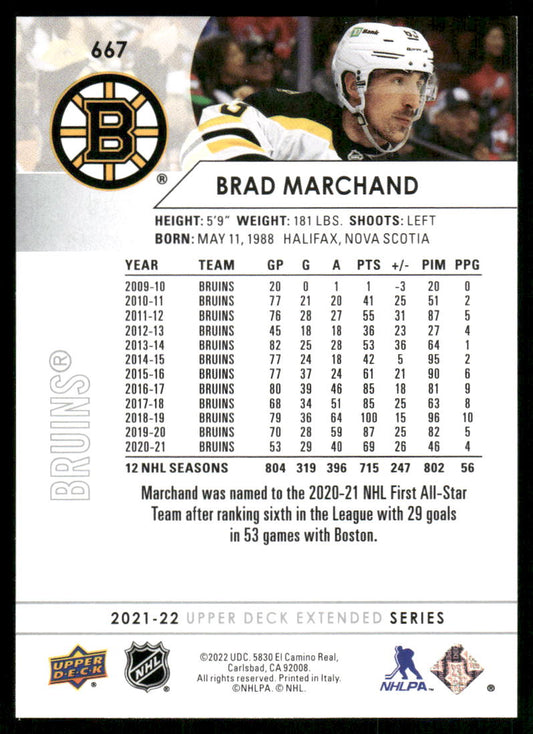 2021-22 Upper Deck #667 Brad Marchand