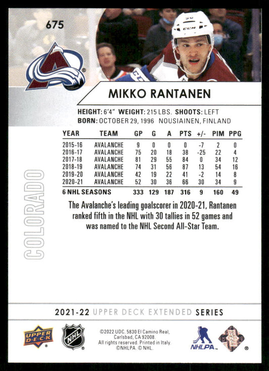 2021-22 Upper Deck #675 Mikko Rantanen