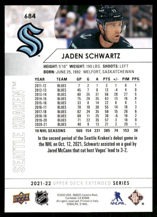 2021-22 Upper Deck #684 Jaden Schwartz