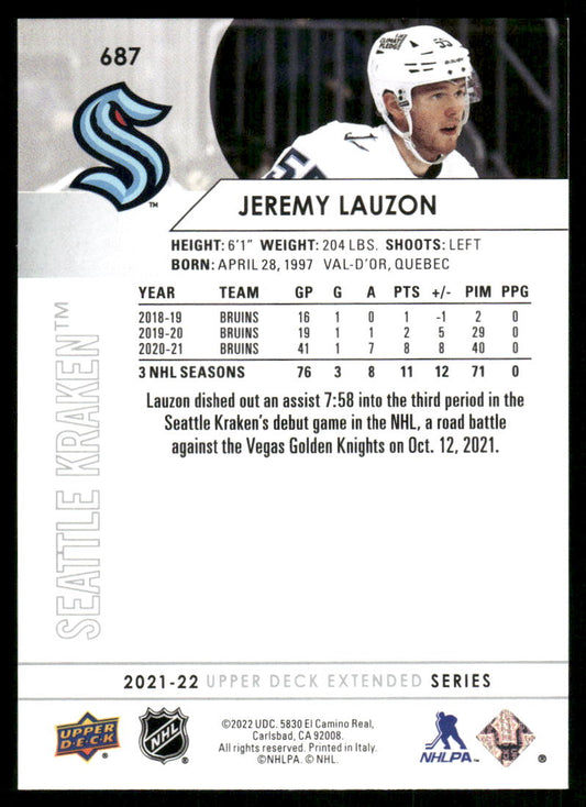 2021-22 Upper Deck #687 Jeremy Lauzon