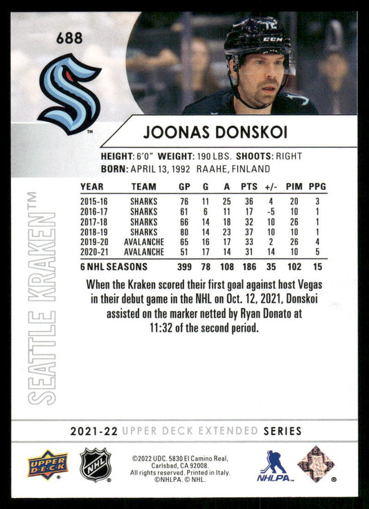 2021-22 Upper Deck #688 Joonas Donskoi