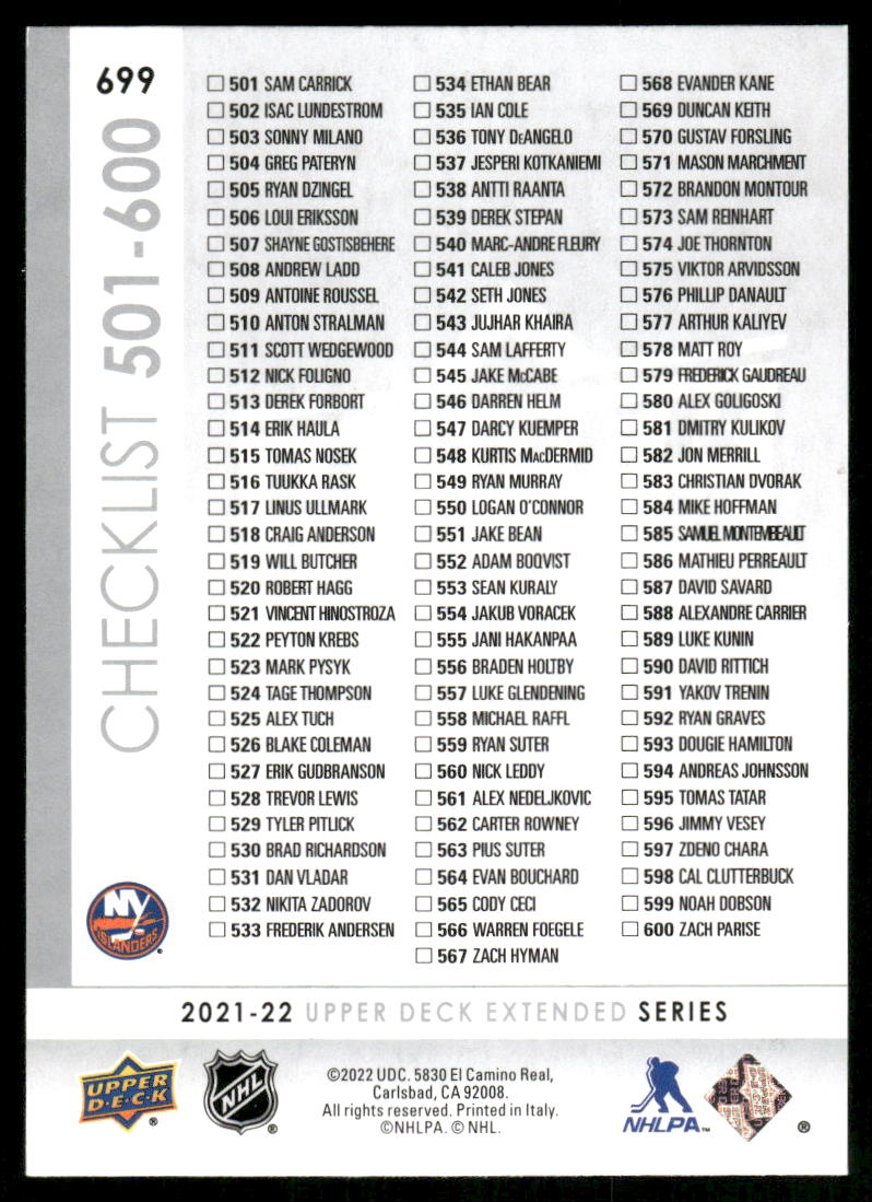 2021-22 Upper Deck #699 Zach Parise / Zdeno Chara