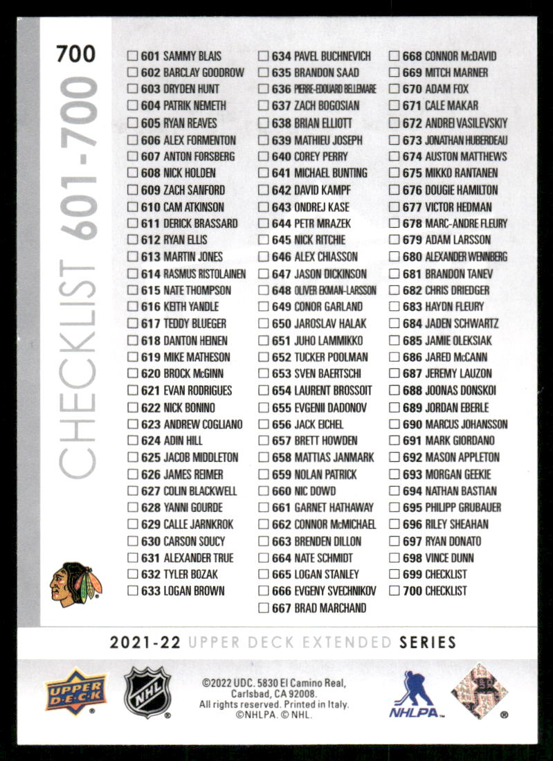 2021-22 Upper Deck #700 Seth Jones / Marc-Andre Fleury French