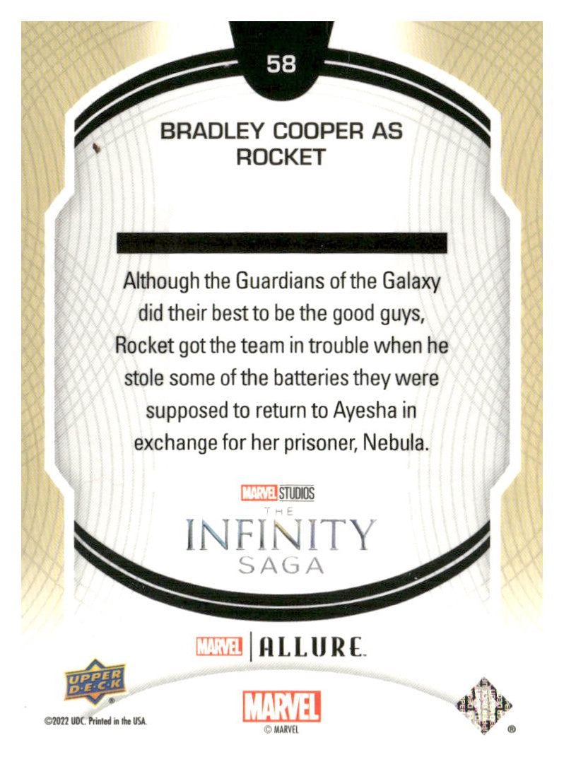 2022 Upper Deck Allure Marvel Studios #58 Bradley Cooper as Rocket