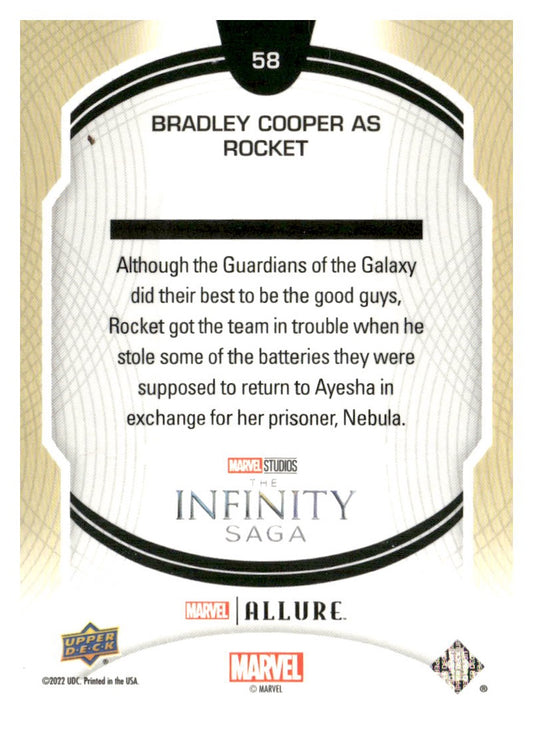 2022 Upper Deck Allure Marvel Studios #58 Bradley Cooper as Rocket