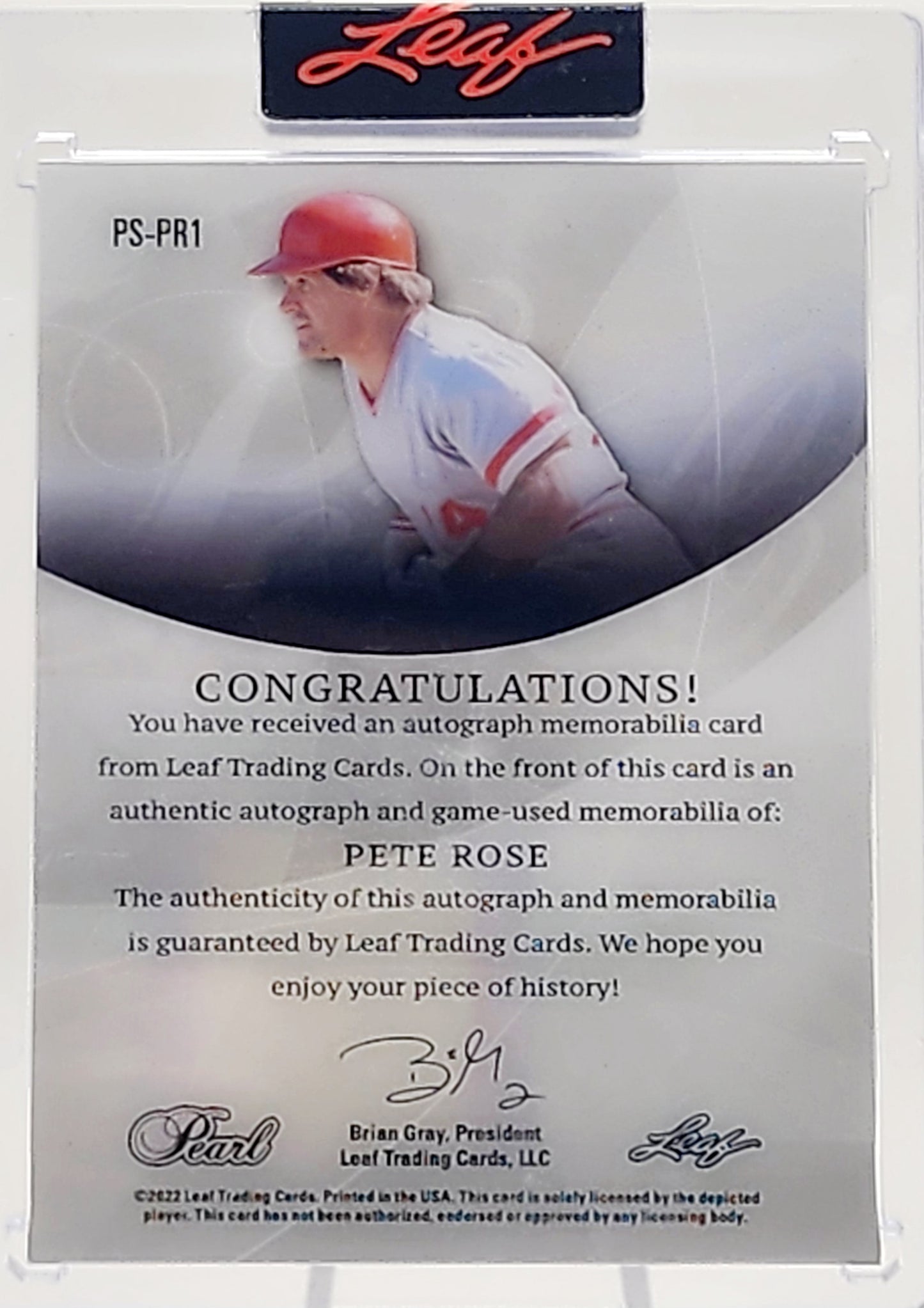 2022 Leaf Pearl Pete Rose Paragon Signatures Patch Auto 6/6 Dirt on Jersey Game