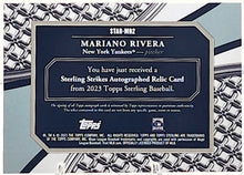 将图片加载到图库查看器,2023 Topps Sterling Mariano Rivera Yankees Strikeout On Card Auto Patch /10