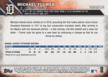 2016 Topps Holiday #HMW34 - Michael Fulmer RC - Detroit Tigers