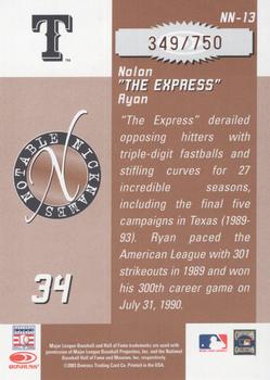 2003 Donruss Signature Series /750 Nolan Ryan The Express #NN-13 Texan Rangers