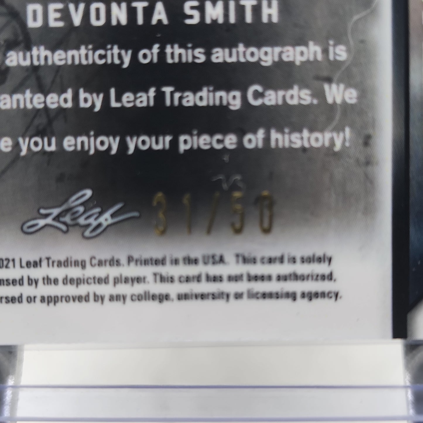 2021 Leaf Metal Draft Auto Rookie #/50 DeVonta Smith #BA-DS52 Philadelphia Eagles