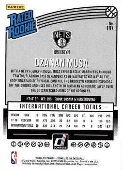 2018-19 Panini Donruss Rated Rookie Dzanan Musa #187 Brooklyn Nets