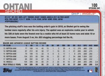 2019 Topps Opening Day Shohei Ohtani ASR #100 Los Angeles Angels