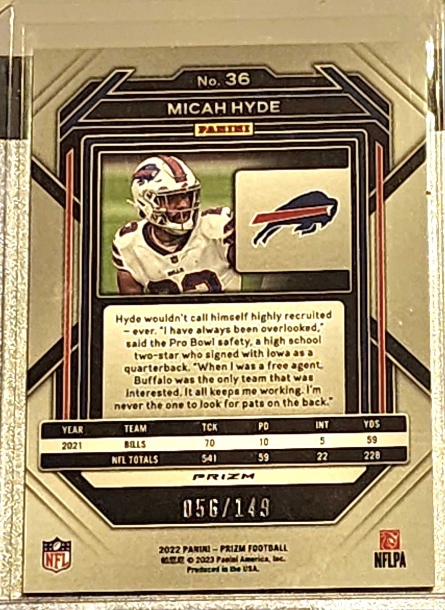 2022 Panini Prizm Micah Hyde Buffalo Bills Red Wave SP Parallel /149 #36