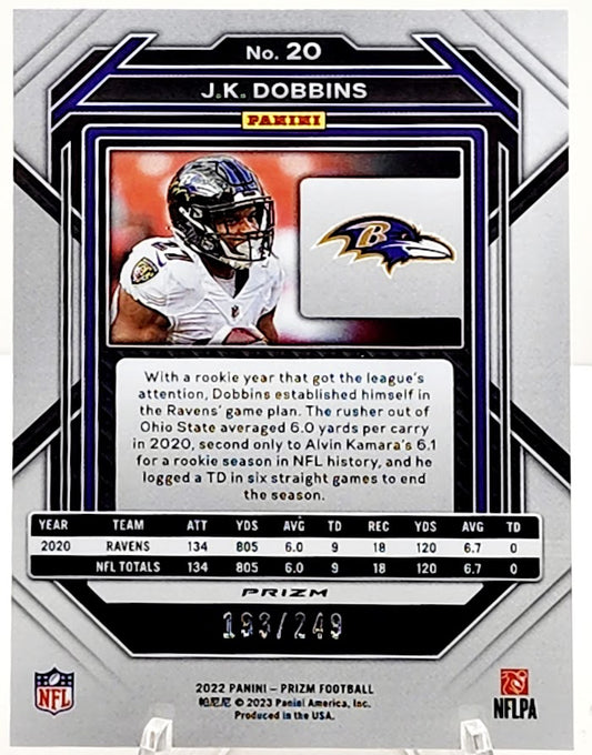 2022 Panini Prizm Prizms Orange #20 J.K. Dobbins /249