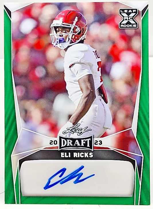 Eli Ricks 2023 Leaf Draft Green Auto BA-ER1 - ROOKIE RC CARD AUTOGRAPH