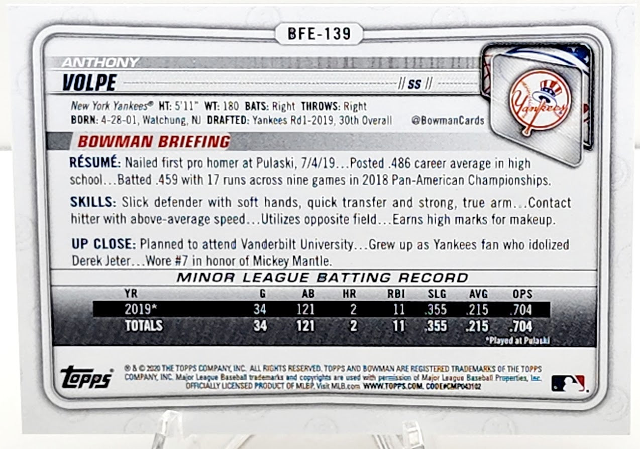 2020 Bowman 1st Edition Anthony Volpe #BFE-139