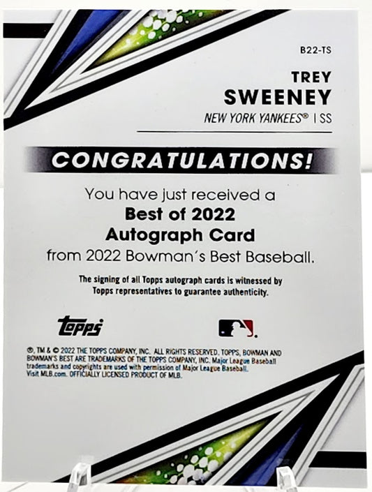 2022 Bowman's Best Trey Sweeney Auto #B22-TS New York Yankees Rookie