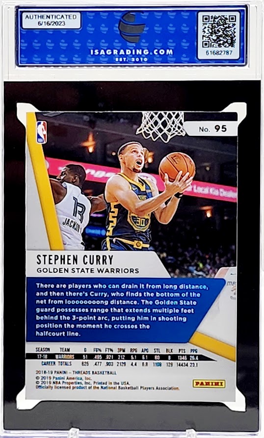 2018 Panini Threads Stephen Curry #95 Dazzle Prizm - ISA 9