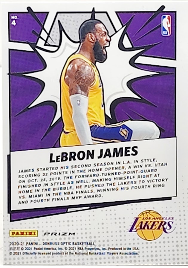 2020-2021 Donruss Optic Purple Prizm My House Lebron James #4 Lakers