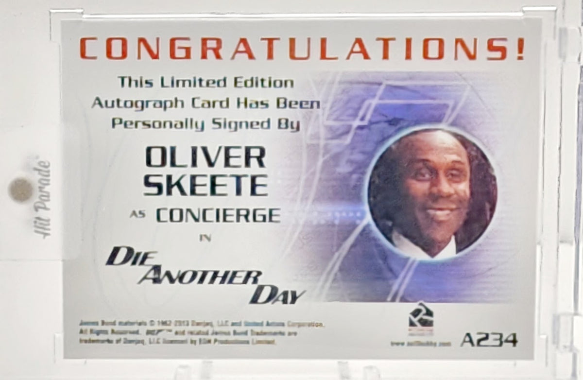 James Bond Autographs & Relics 40th Auto Card A234 Oliver Skeete as Concierge