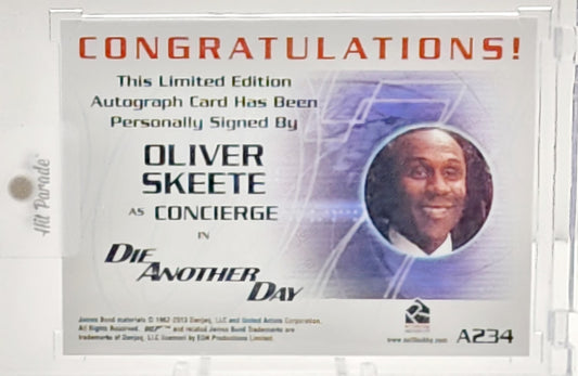 James Bond Autographs & Relics 40th Auto Card A234 Oliver Skeete as Concierge