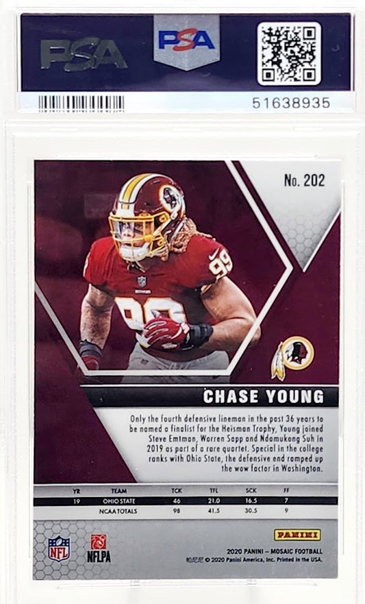 Chase Young 2020 Panini Mosaic Football #202 Rookie RC PSA 9