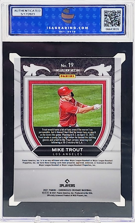 2021 Panini Chronicles #19 Mike Trout Crusade Holo ISA 9 Mint
