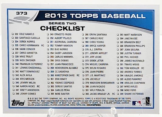 2013 Topps Baseball Card Derek Jeter Record Chase 3,500 Hits Checklist #373