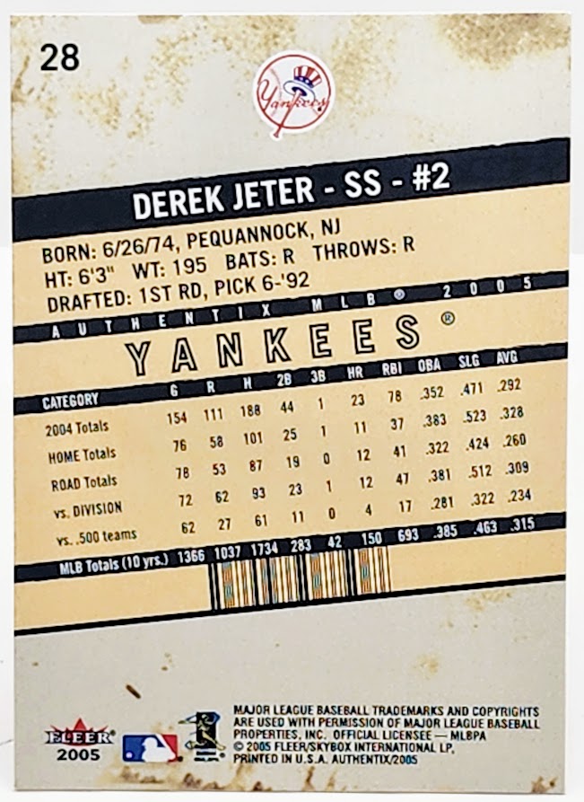 2005 Fleer Authentix Derek Jeter #28