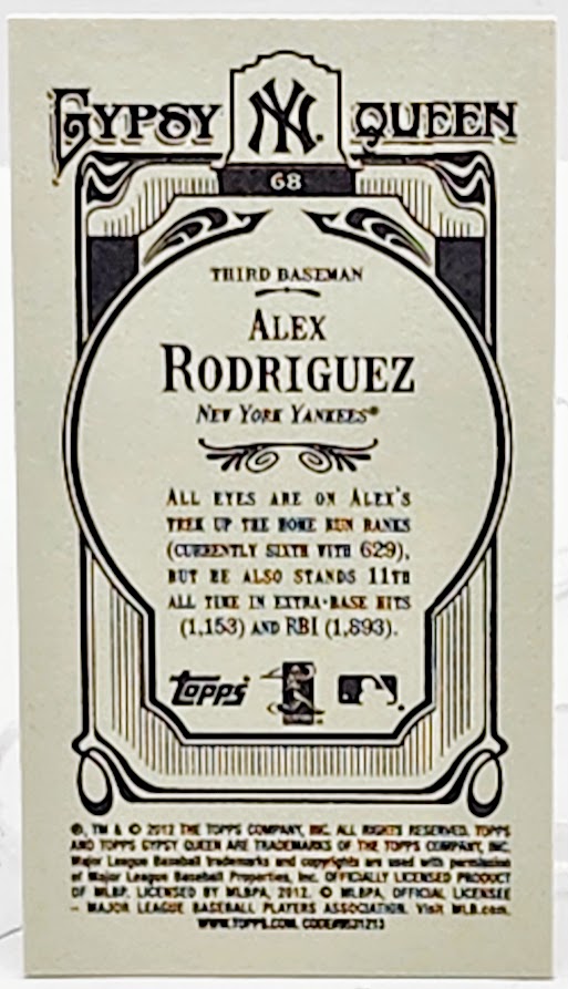 2012 Topps Gypsy Queen Mini # 68 Alex Rodriguez New York Yankees