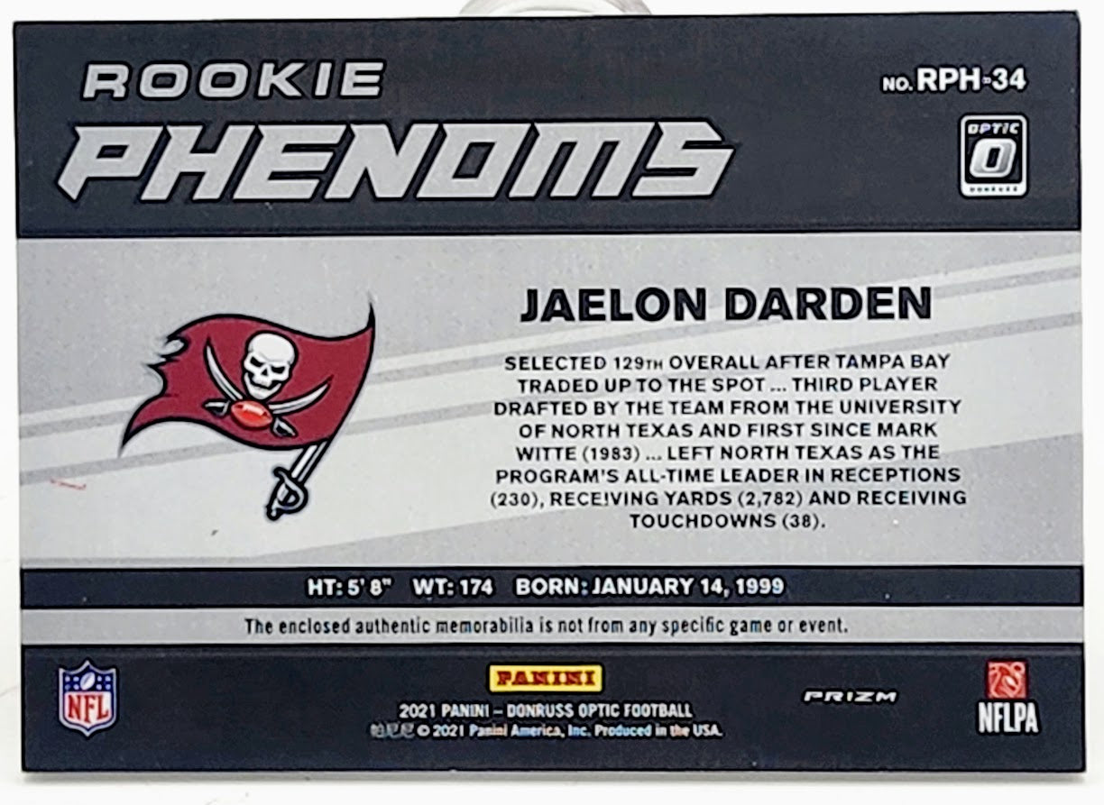 2021 DONRUSS OPTIC JAELON DARDEN ROOKIE PHENOMS RELIC/PATCH RED PRIZM #RPH-34 NM