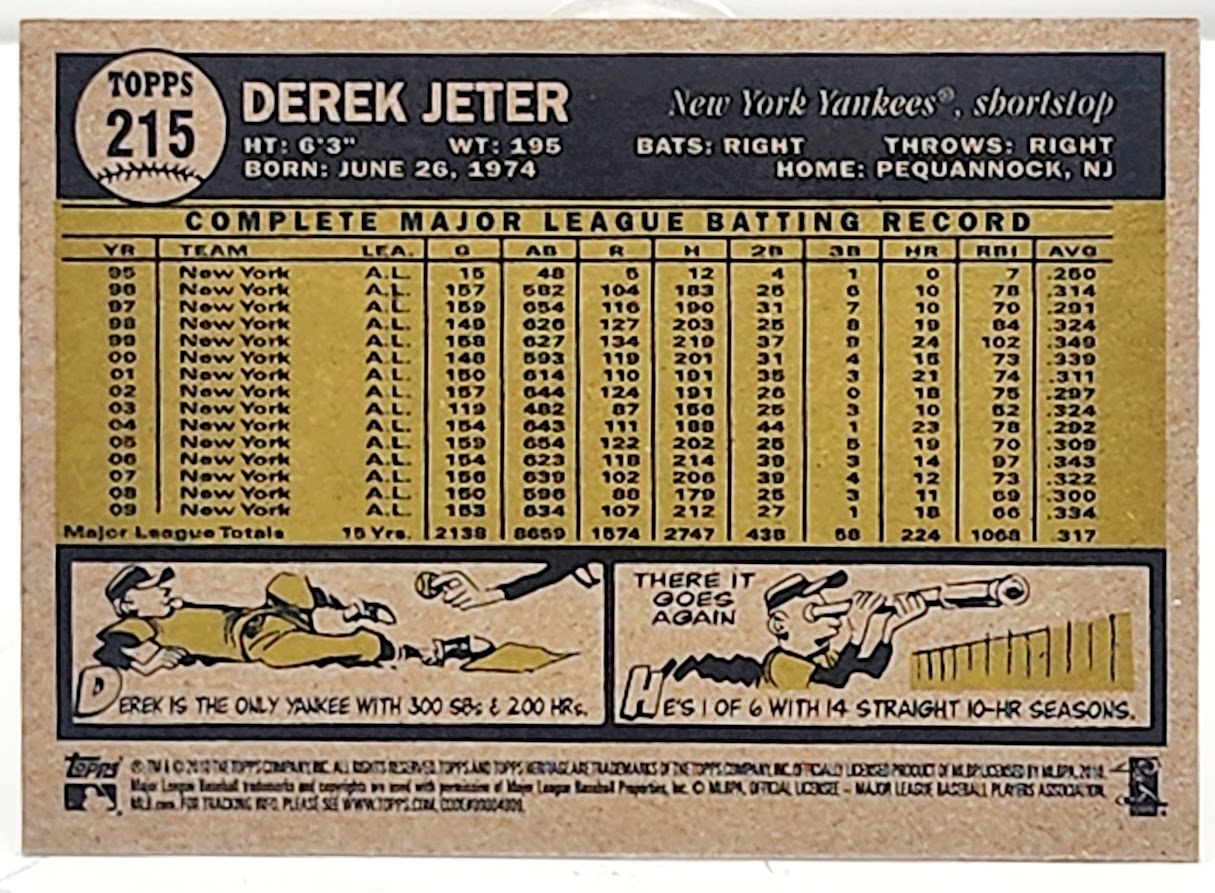 2010 Topps Heritage Derek Jeter card #215 New York Yankees