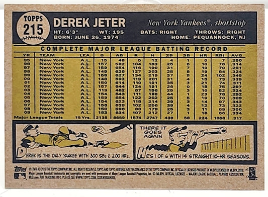 2010 Topps Heritage Derek Jeter card #215 New York Yankees