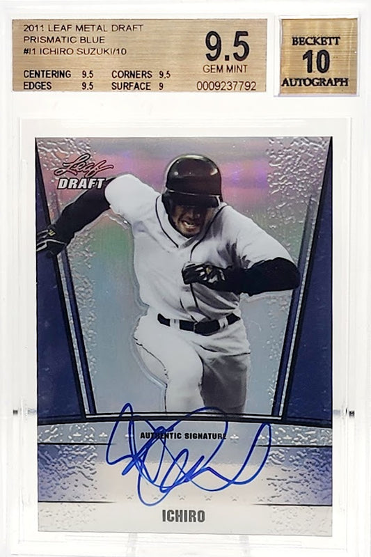 2011 Leaf Metal Draft Prismatic Blue Ichiro Suzuki On Card Auto BGS 9.5 /10