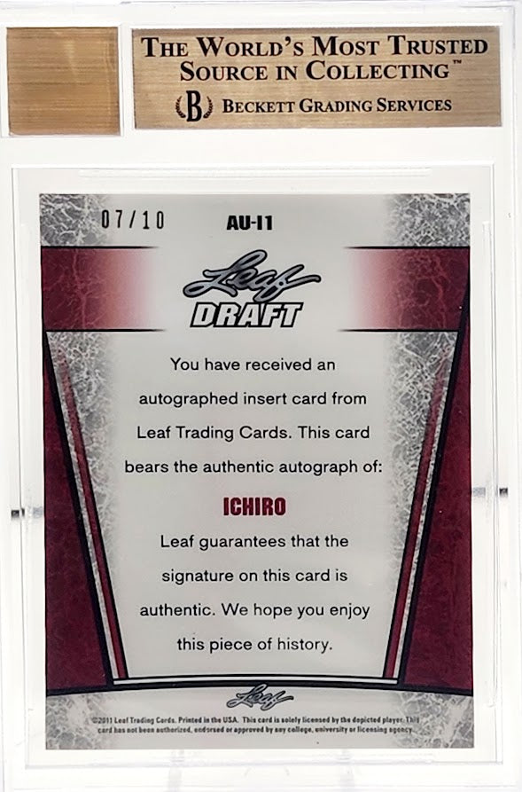 2011 Leaf Metal Draft Prismatic Blue Ichiro Suzuki On Card Auto BGS 9.5 /10