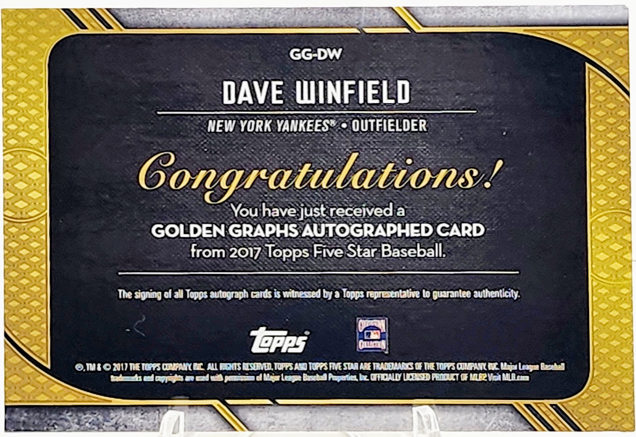 2017 Topps Five Star Golden Graphs Auto 01/10 Dave Winfield #GG-DW Signed Yankees Card