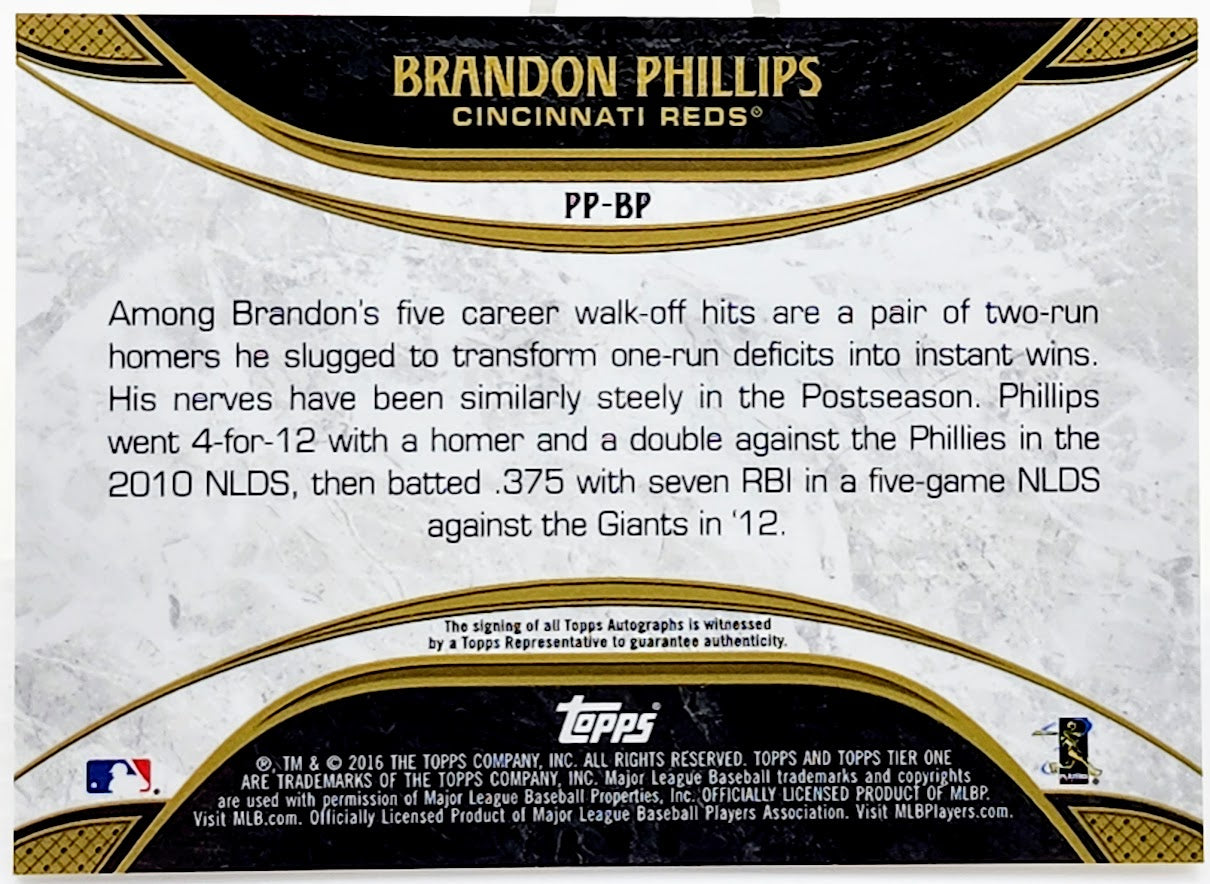 2016 Topps Tier One Prime Performers Auto /149 Brandon Phillips #PP-BP Auto
