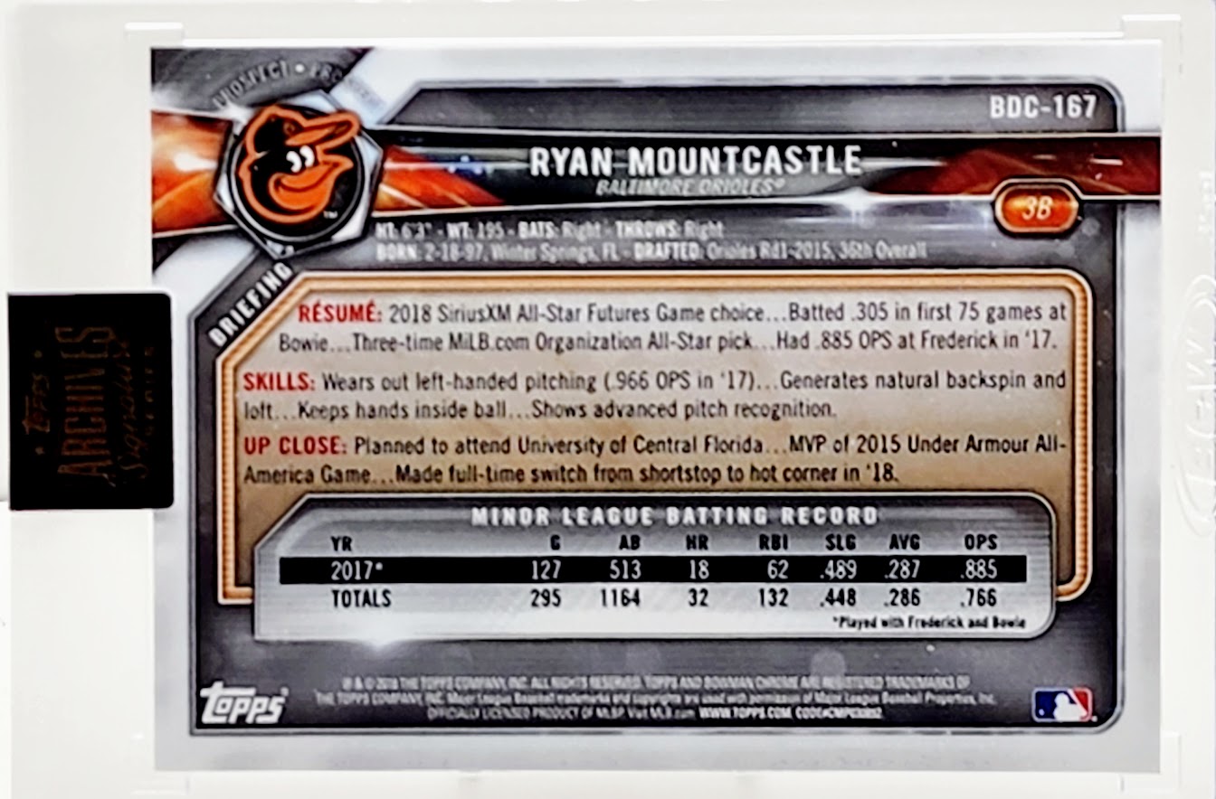 2022 Topps Archives Signature Series #BDC-167 Ryan Mountcastle Autograph 09/28