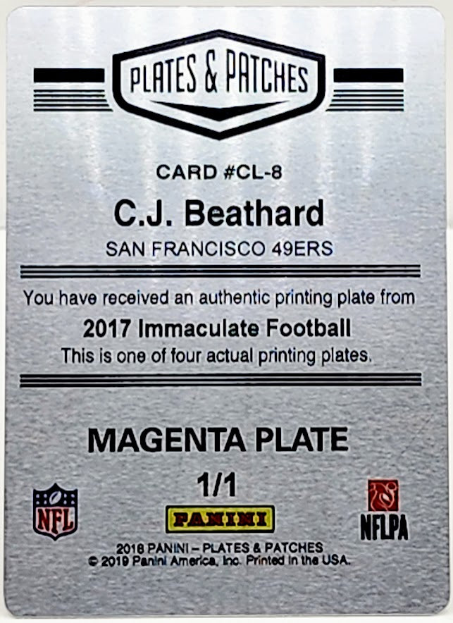 2017 Panini Plates and Patches Football C.J. Beathard Printers Plate 1/1