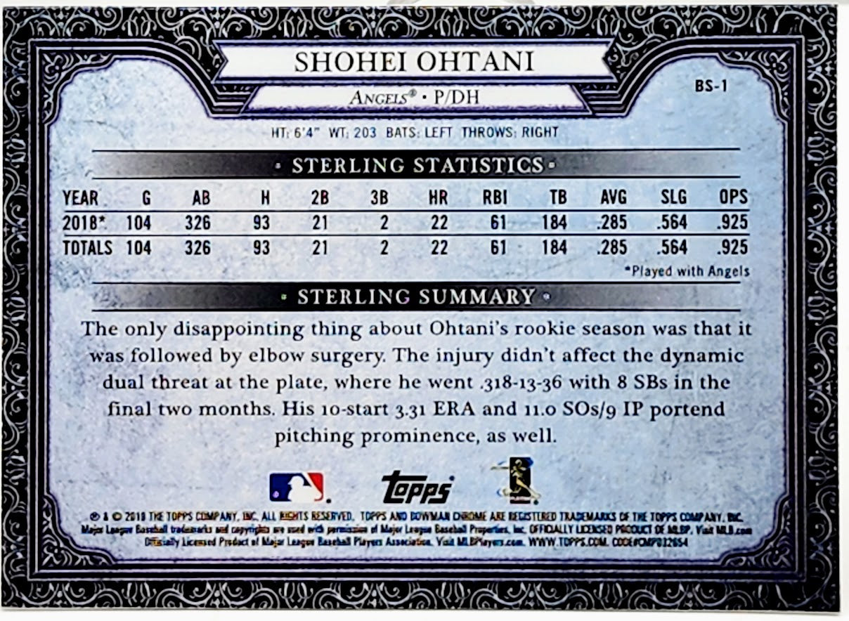 2019 Bowman Sterling Continuity Shohei Ohtani #BS-1 LA Angels