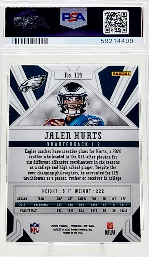 2020 Panini Phoenix JALEN HURTS Rookie Fire Burst PSA 10 #114 - Eagles