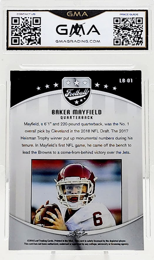 2018 Leaf Special Release Football #LB01 Baker Mayfield Orange RC 1/1 - GMA 9 MT