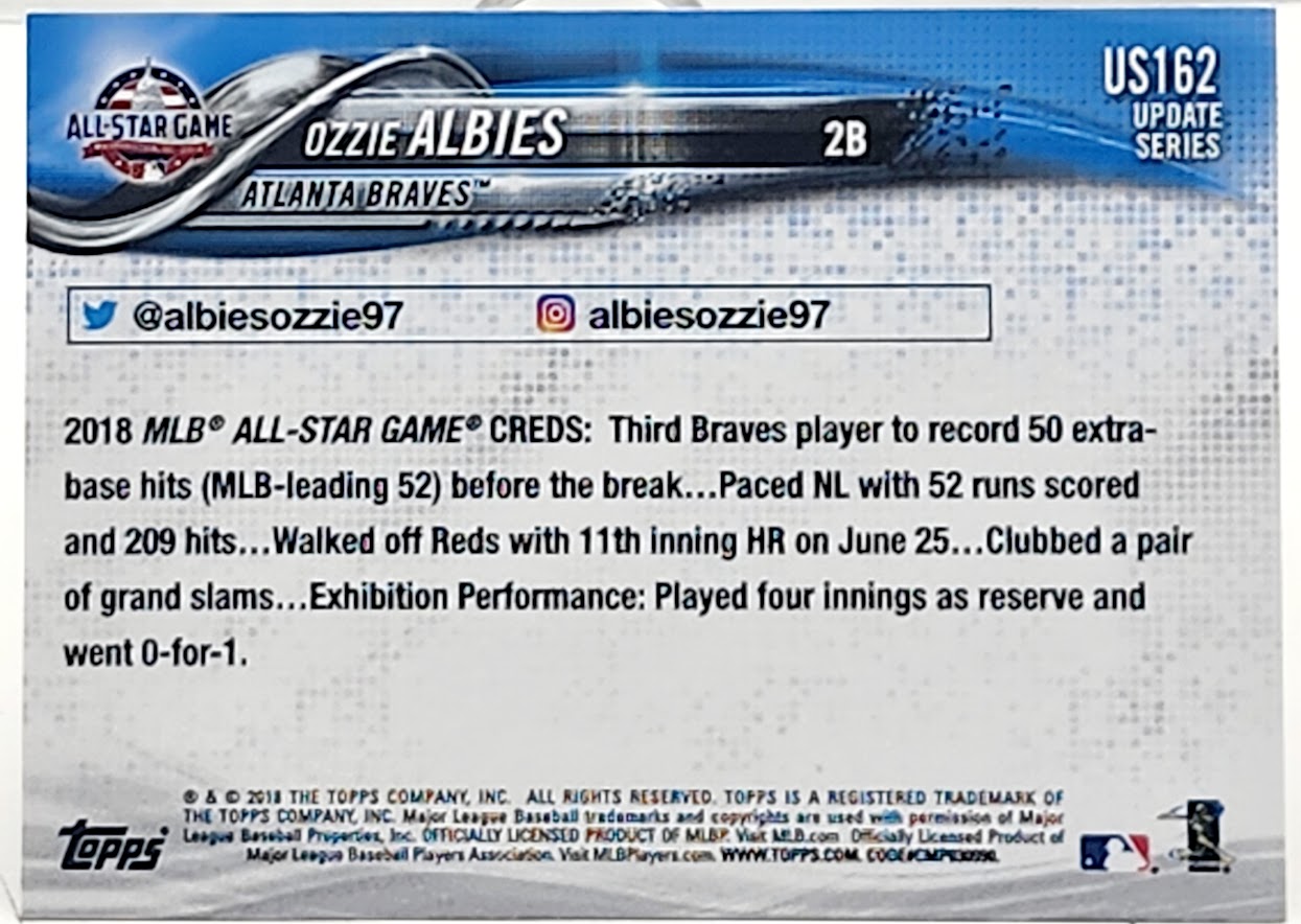 2018 Topps Update Ozzie Albies #US162 ASG Rookie Atlanta Braves RC