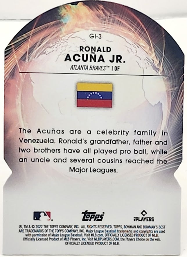 Ronald Acuna Jr 2022 Bowman's Best Global Impact Refractor Die Cut GI-3 Braves
